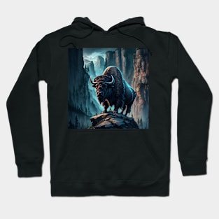 Canyon Guardian: Mystical Bison Digital Art Hoodie